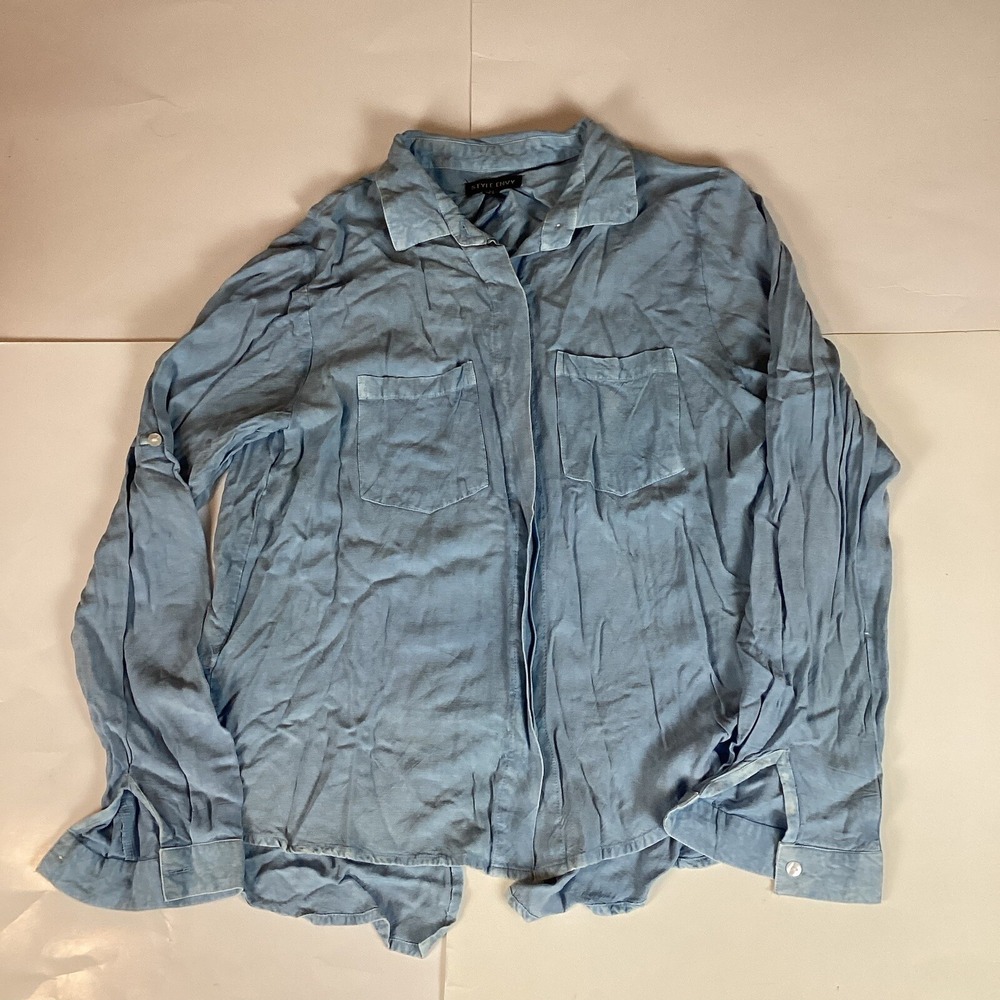Style Envy Womens Button Up Top Shirt Size M Medium  Solid Long Sleeve Casual